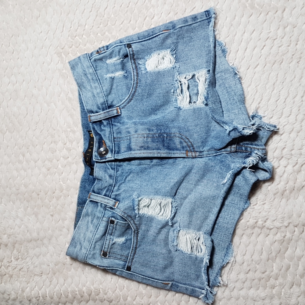 Long Lost distressed denim shorts
